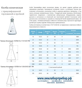 Колба коническая Эрленмейера со шлифом Кн-1-500-29/32 ПМ, 500 мл с пробкой Колба коническая Эрленмейера со шлифом Кн-1-500-29/32 ПМ, 500 мл с пробкой